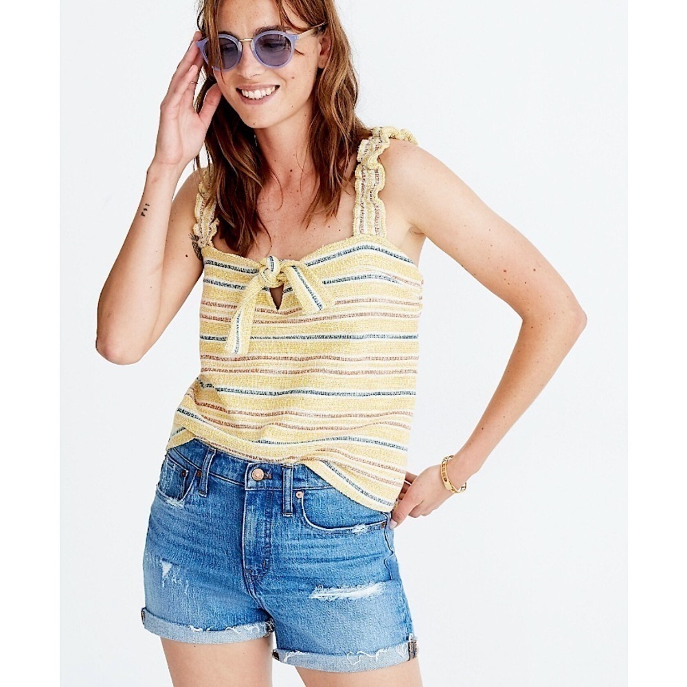 Madewell Texture & Thread Tie-Front Boho Tank Top in Smithfield Stripe Sz M